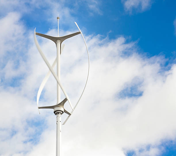 , vertical-axis wind turbine spins. This type of wind turbine is normally used in a city environment.